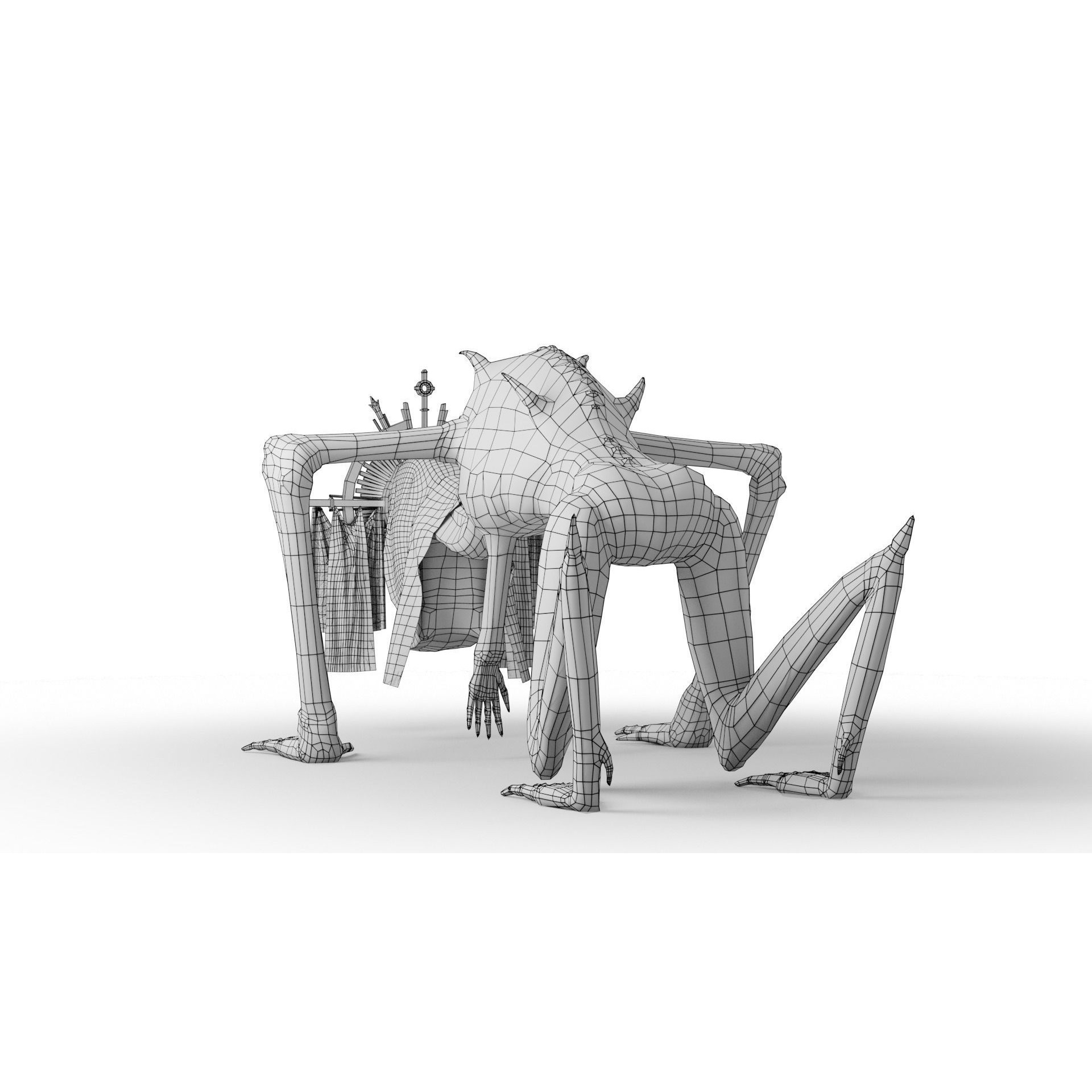 Creepy Monster - Low-Poly Game-Ready 3D Model - View 29