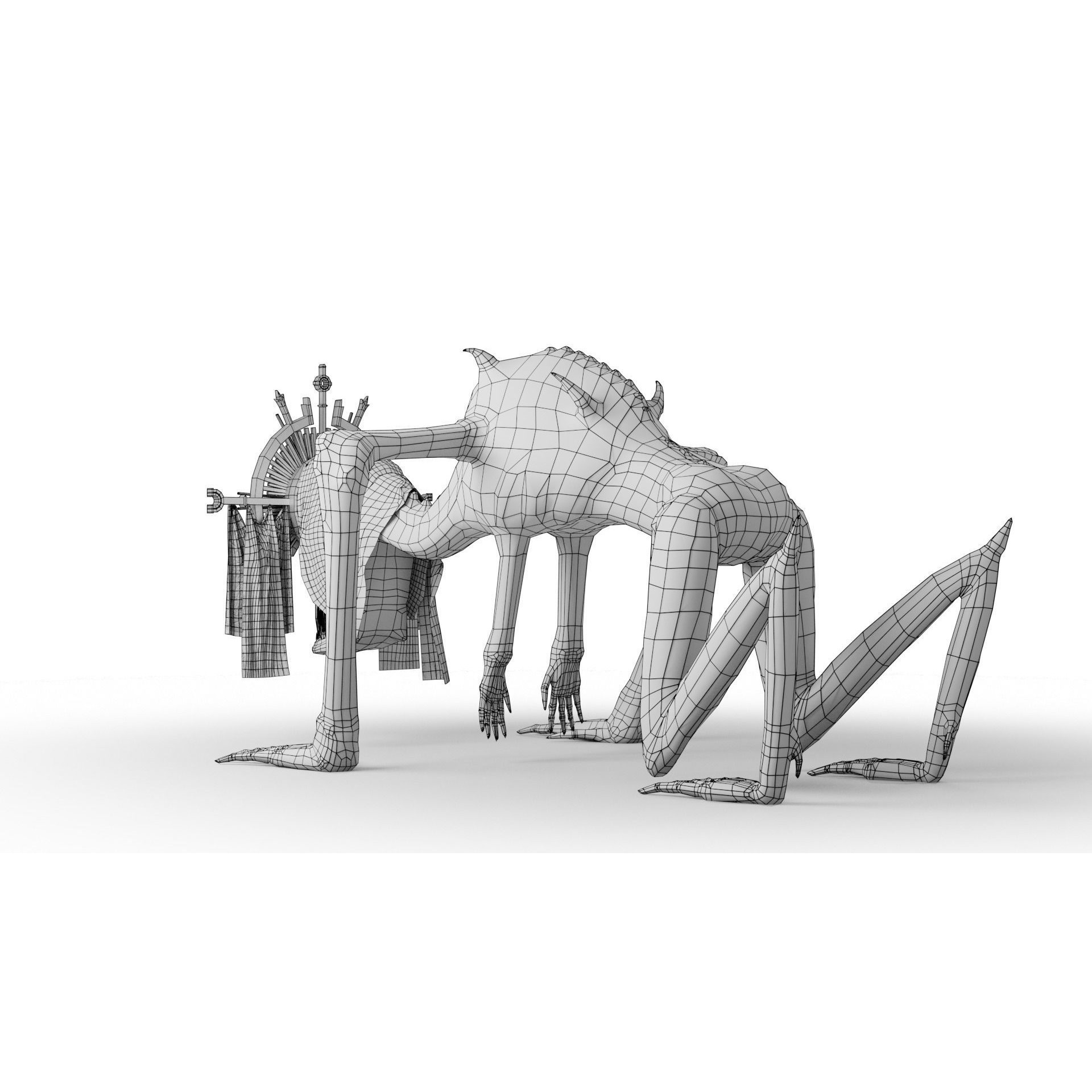 Creepy Monster - Low-Poly Game-Ready 3D Model - View 30