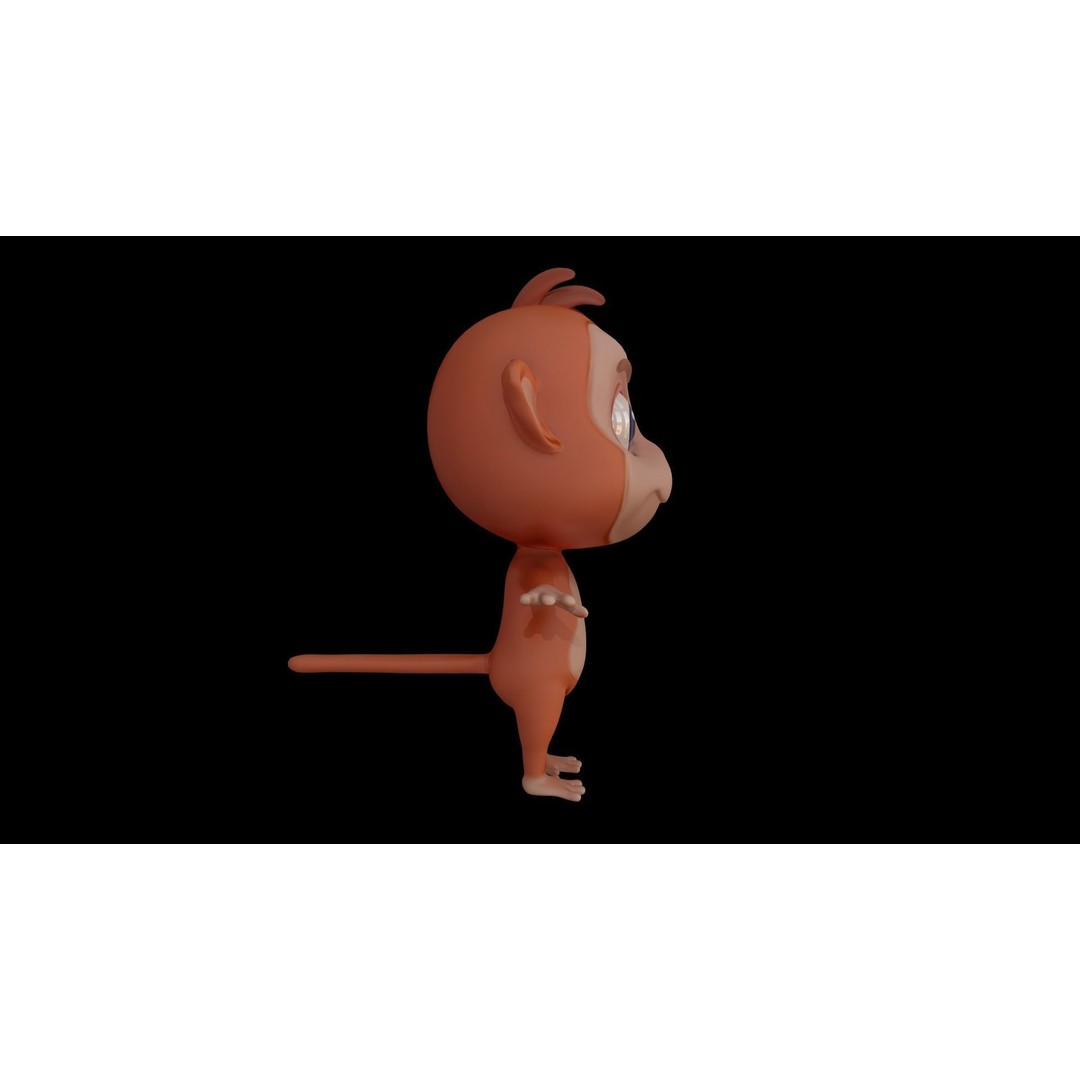 Monkey 3D Model – Cartoon Rigged Character with PBR Textures