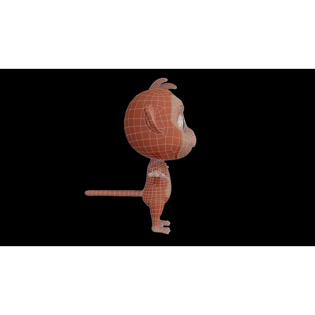 Monkey 3D Model – Cartoon Rigged Character with PBR Textures - View 12
