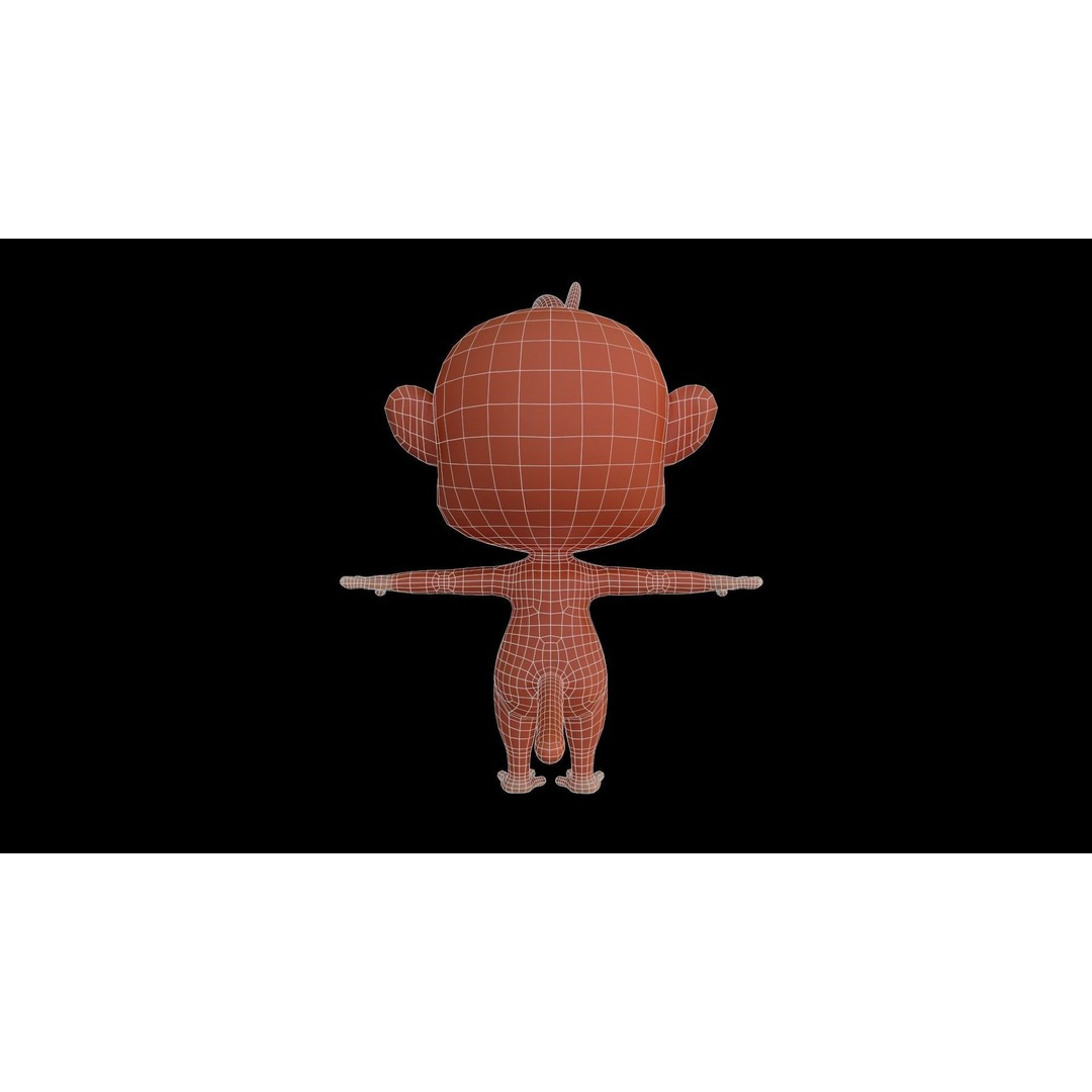Monkey 3D Model – Cartoon Rigged Character with PBR Textures - View 9
