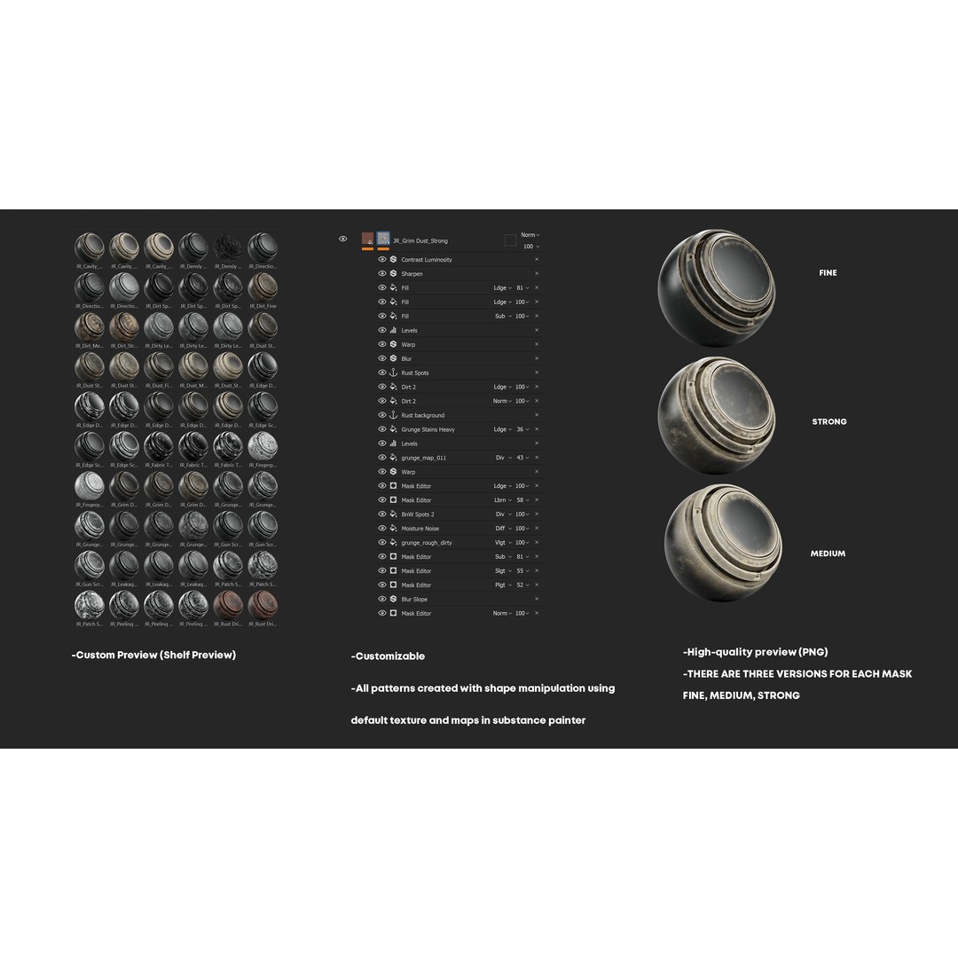High Detail Smart Masks 3D Model – Customizable PBR Textures, Substance - View 3