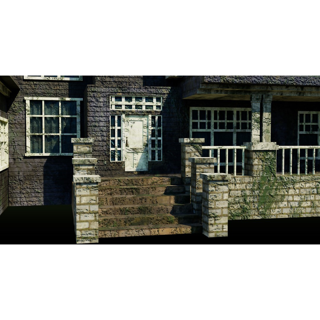 Old Abandoned House 3D Model – Low Poly Game Asset with PBR Textures - View 10