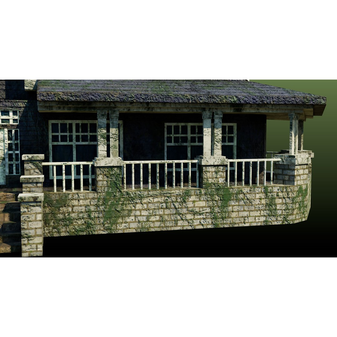 Old Abandoned House 3D Model – Low Poly Game Asset with PBR Textures - View 11