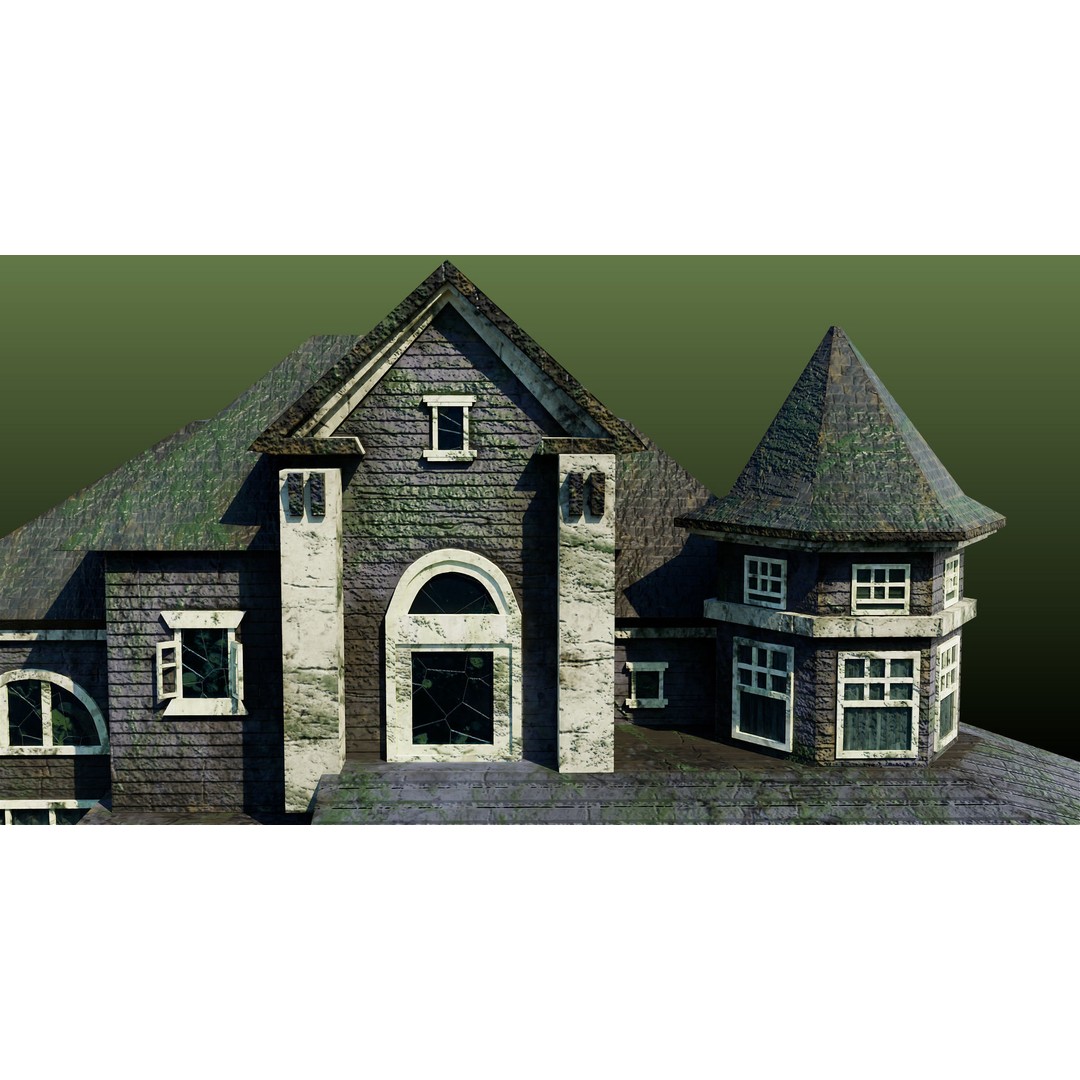 Old Abandoned House 3D Model – Low Poly Game Asset with PBR Textures - View 12