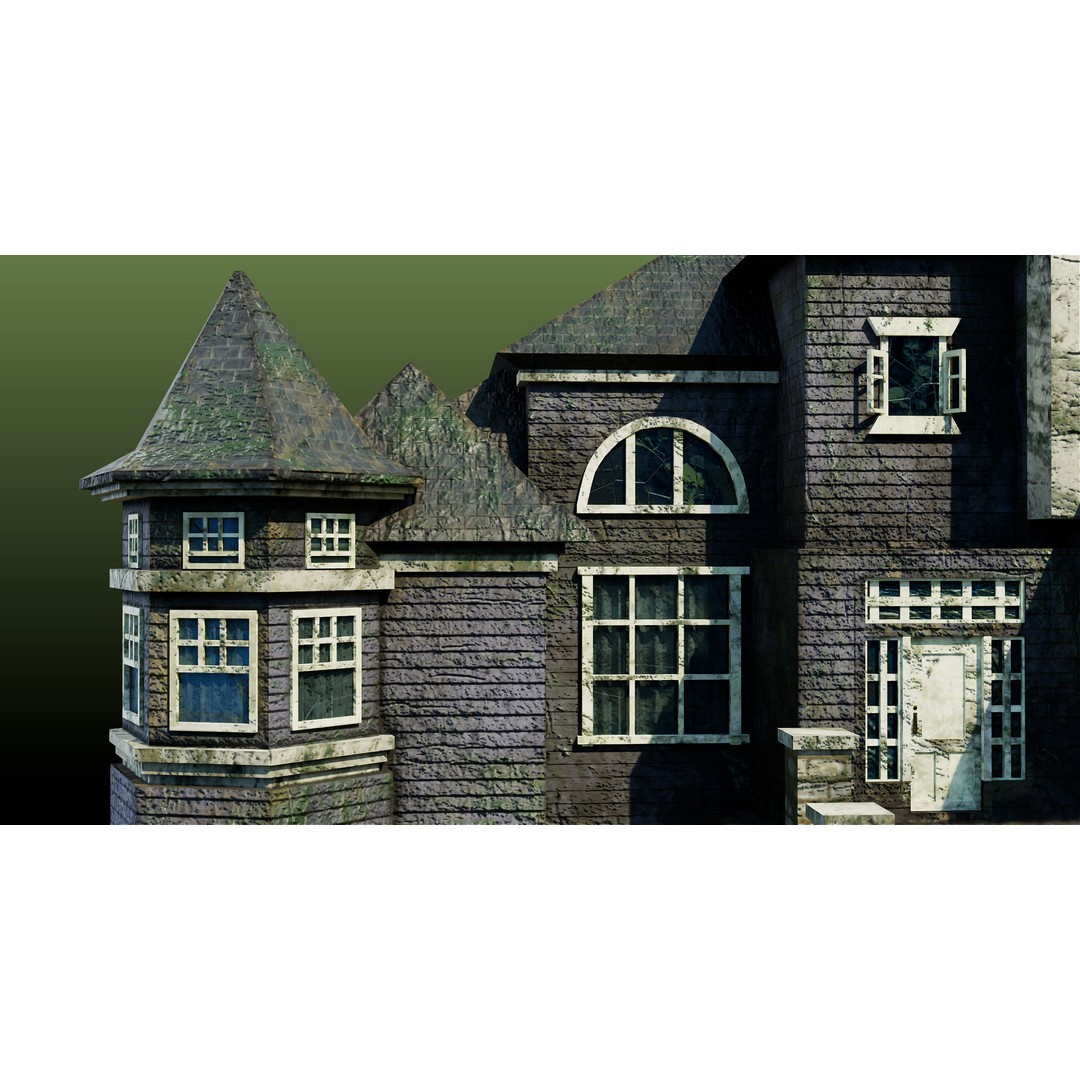 Old Abandoned House 3D Model – Low Poly Game Asset with PBR Textures - View 13