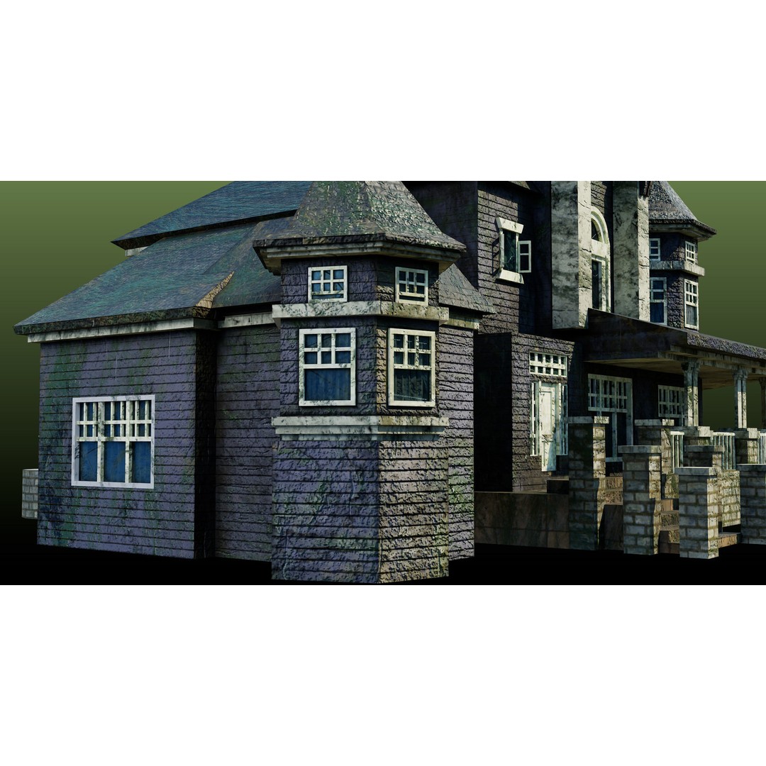 Old Abandoned House 3D Model – Low Poly Game Asset with PBR Textures - View 15
