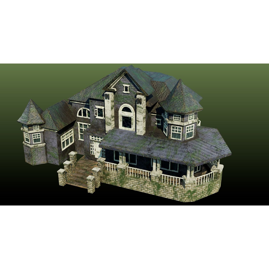 Old Abandoned House 3D Model – Low Poly Game Asset with PBR Textures - View 20