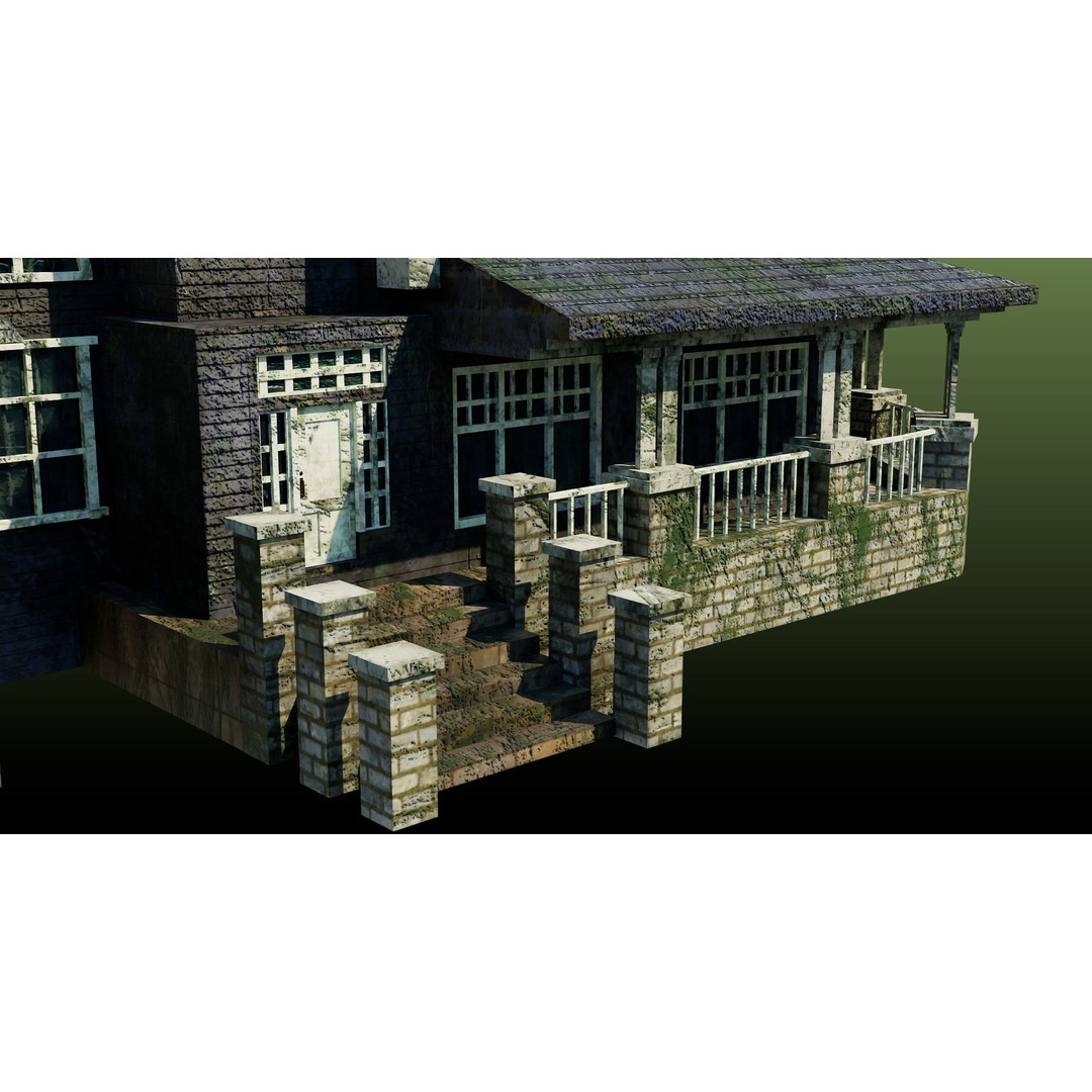 Old Abandoned House 3D Model – Low Poly Game Asset with PBR Textures - View 23
