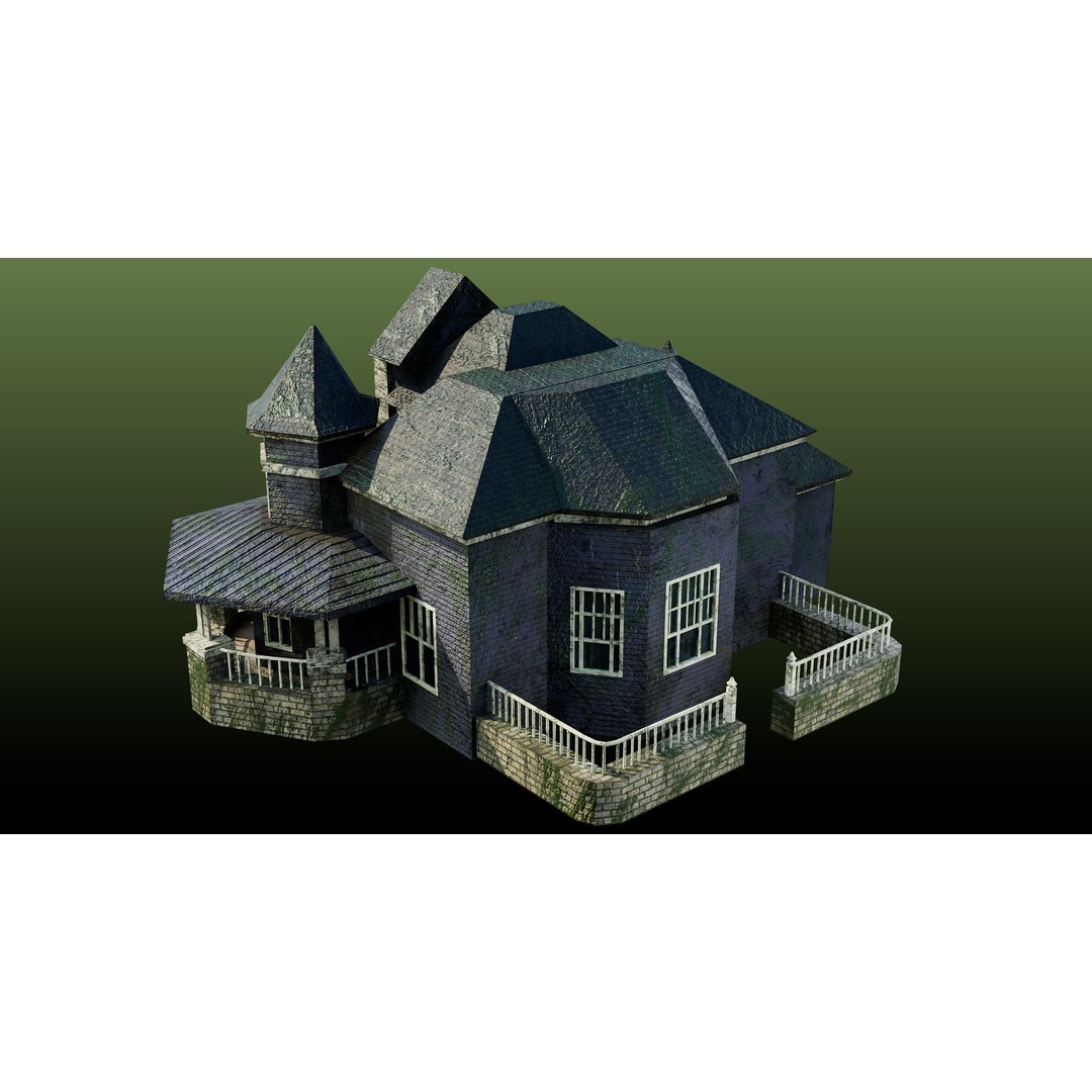 Old Abandoned House 3D Model – Low Poly Game Asset with PBR Textures - View 24