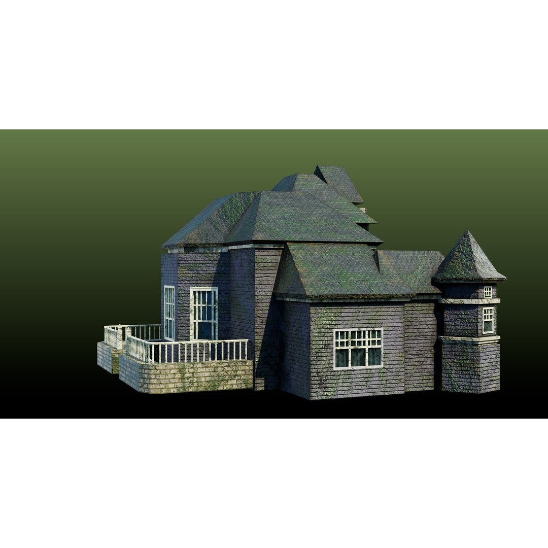 Old Abandoned House 3D Model – Low Poly Game Asset with PBR Textures - View 5