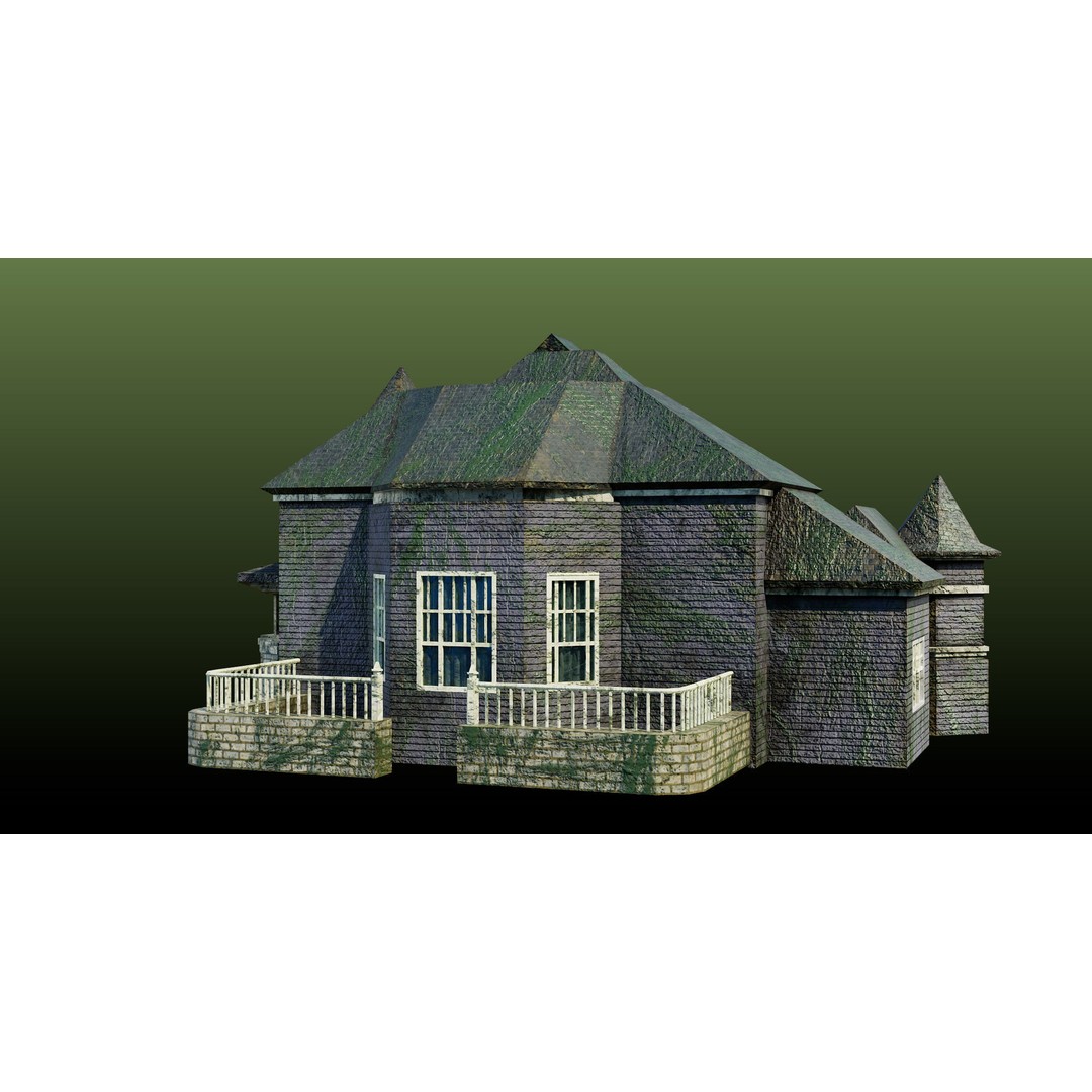 Old Abandoned House 3D Model – Low Poly Game Asset with PBR Textures - View 6