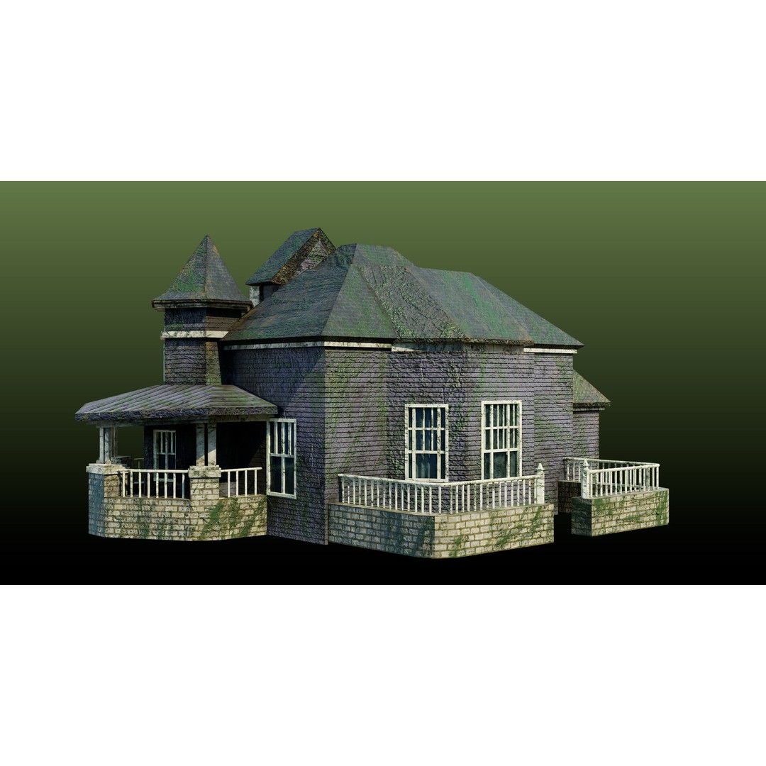 Old Abandoned House 3D Model – Low Poly Game Asset with PBR Textures - View 7