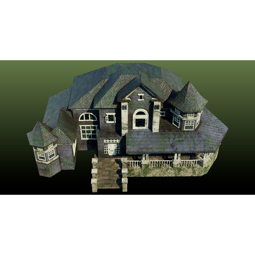 Old Abandoned House 3D Model – Low Poly Game Asset with PBR Textures - View 9