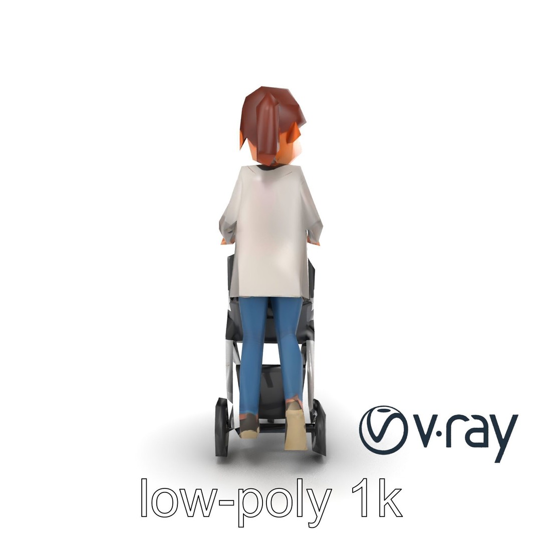 Cartoon Mother and Child 3D Model – Low Poly Character, FBX - View 12