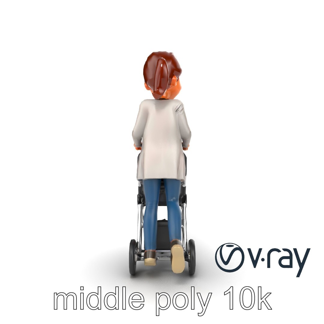 Cartoon Mother and Child 3D Model – Low Poly Character, FBX - View 16