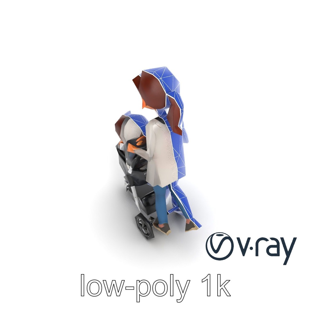 Cartoon Mother and Child 3D Model – Low Poly Character, FBX - View 21