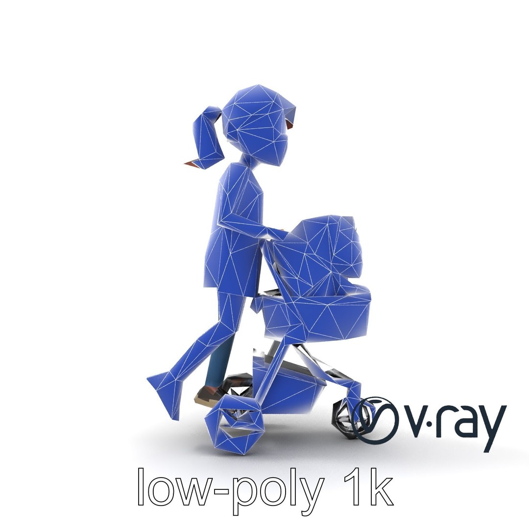 Cartoon Mother and Child 3D Model – Low Poly Character, FBX - View 27
