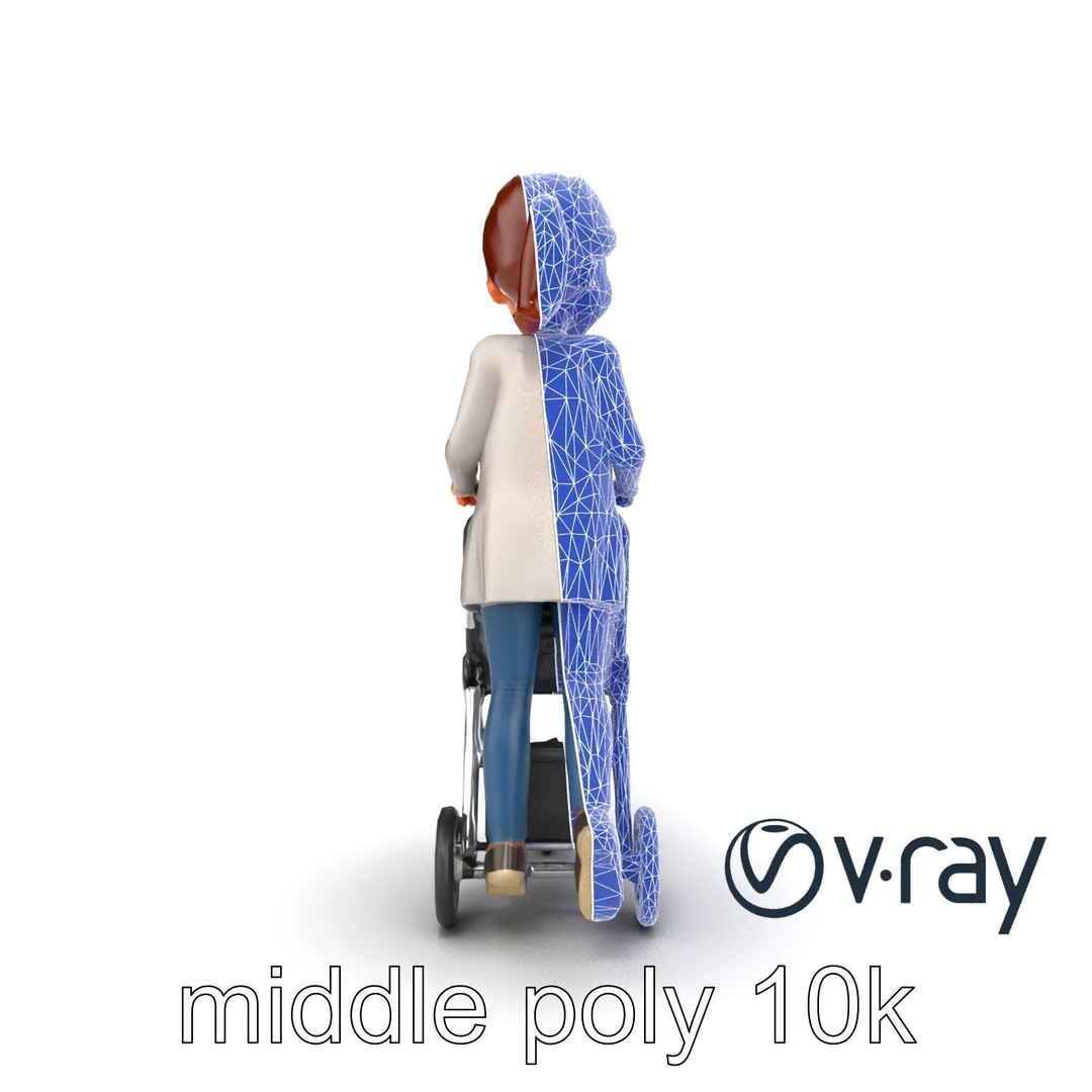 Cartoon Mother and Child 3D Model – Low Poly Character, FBX - View 30