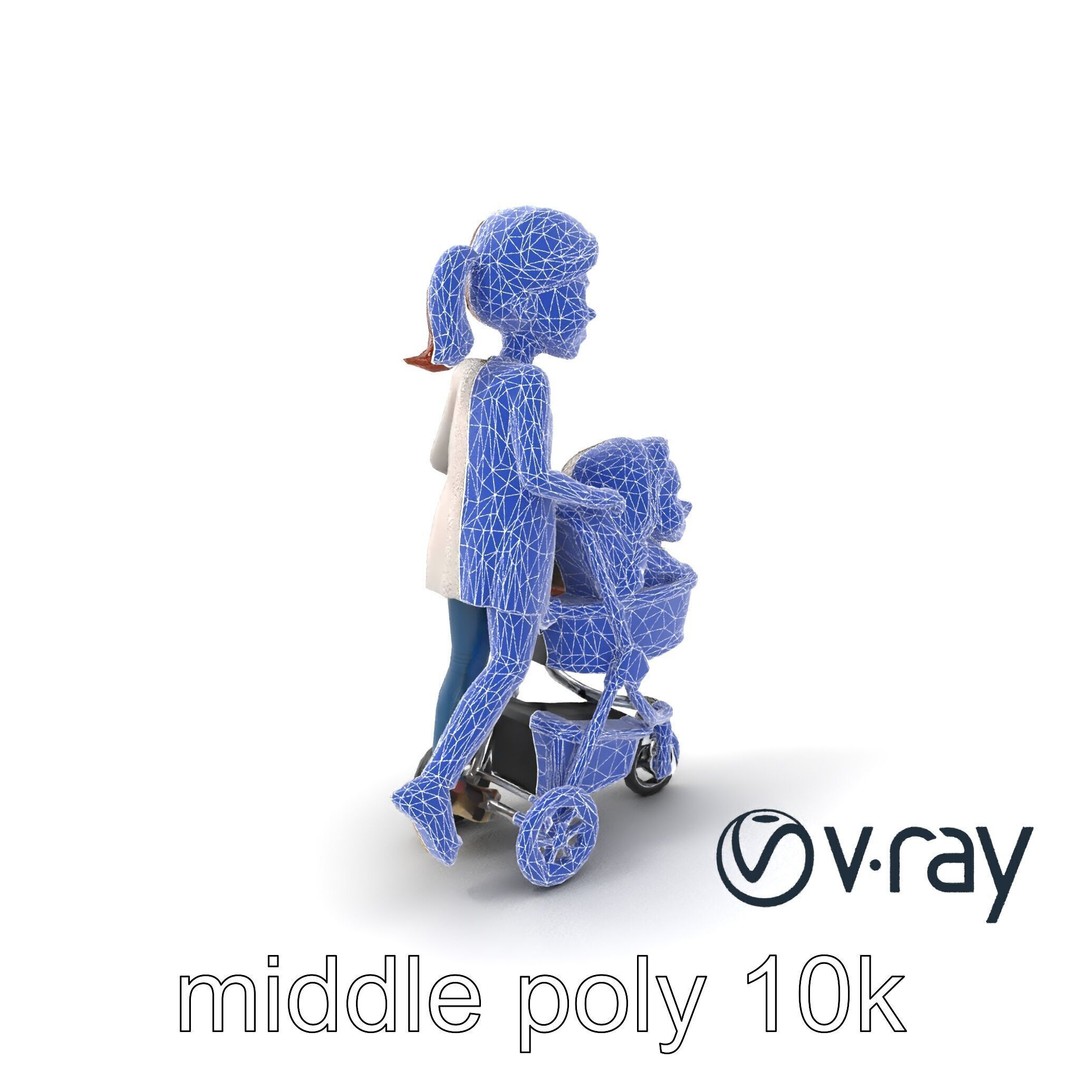Cartoon Mother and Child 3D Model – Low Poly Character, FBX - View 31