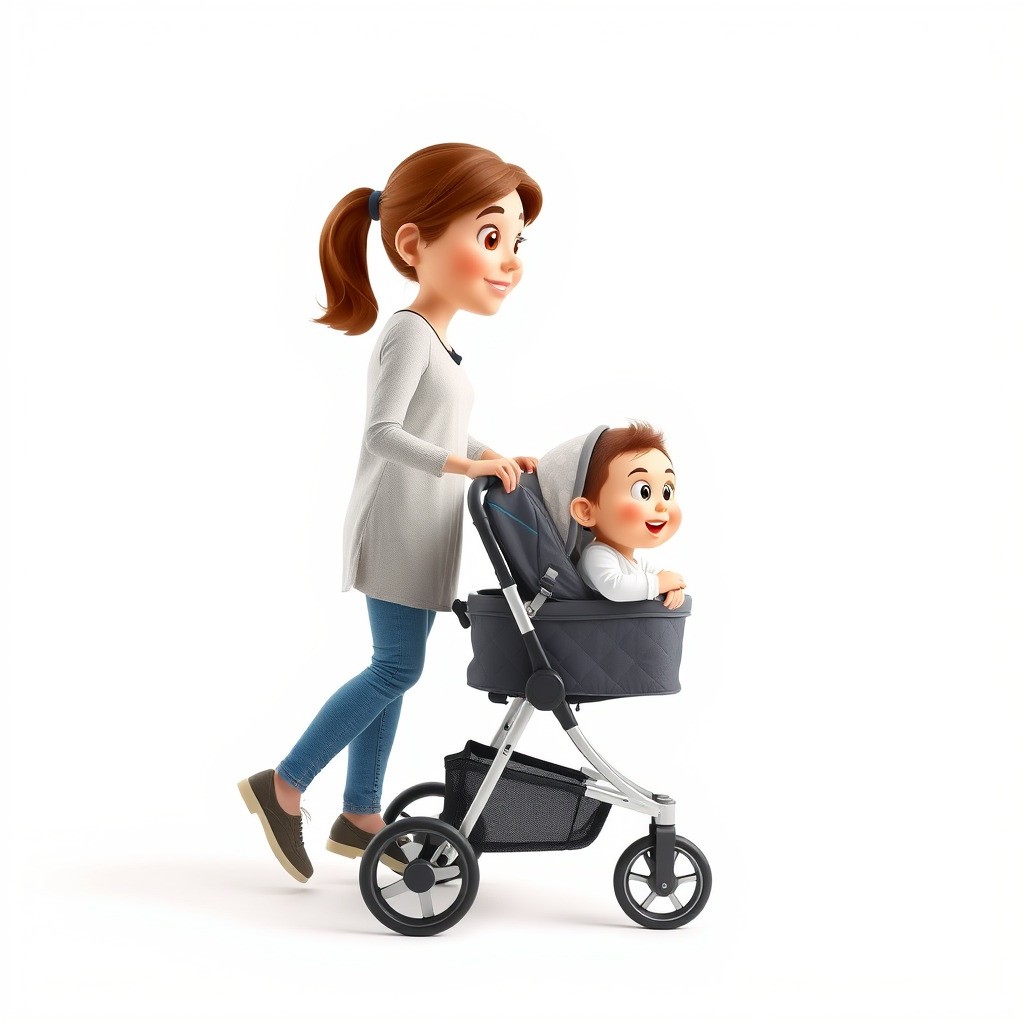 Cartoon Mother and Child 3D Model – Low Poly Character, FBX - View 5