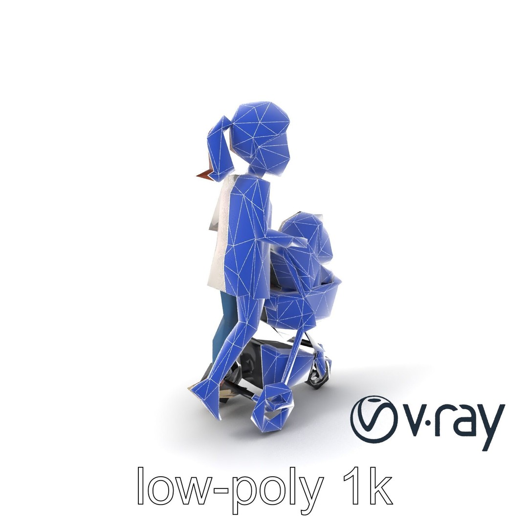 Cartoon Mother and Child 3D Model – Low Poly Character, FBX - View 7