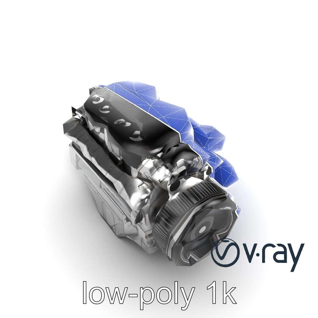 Supercharged V8 Engine 3D Model – Low Poly PBR Game Asset, FBX