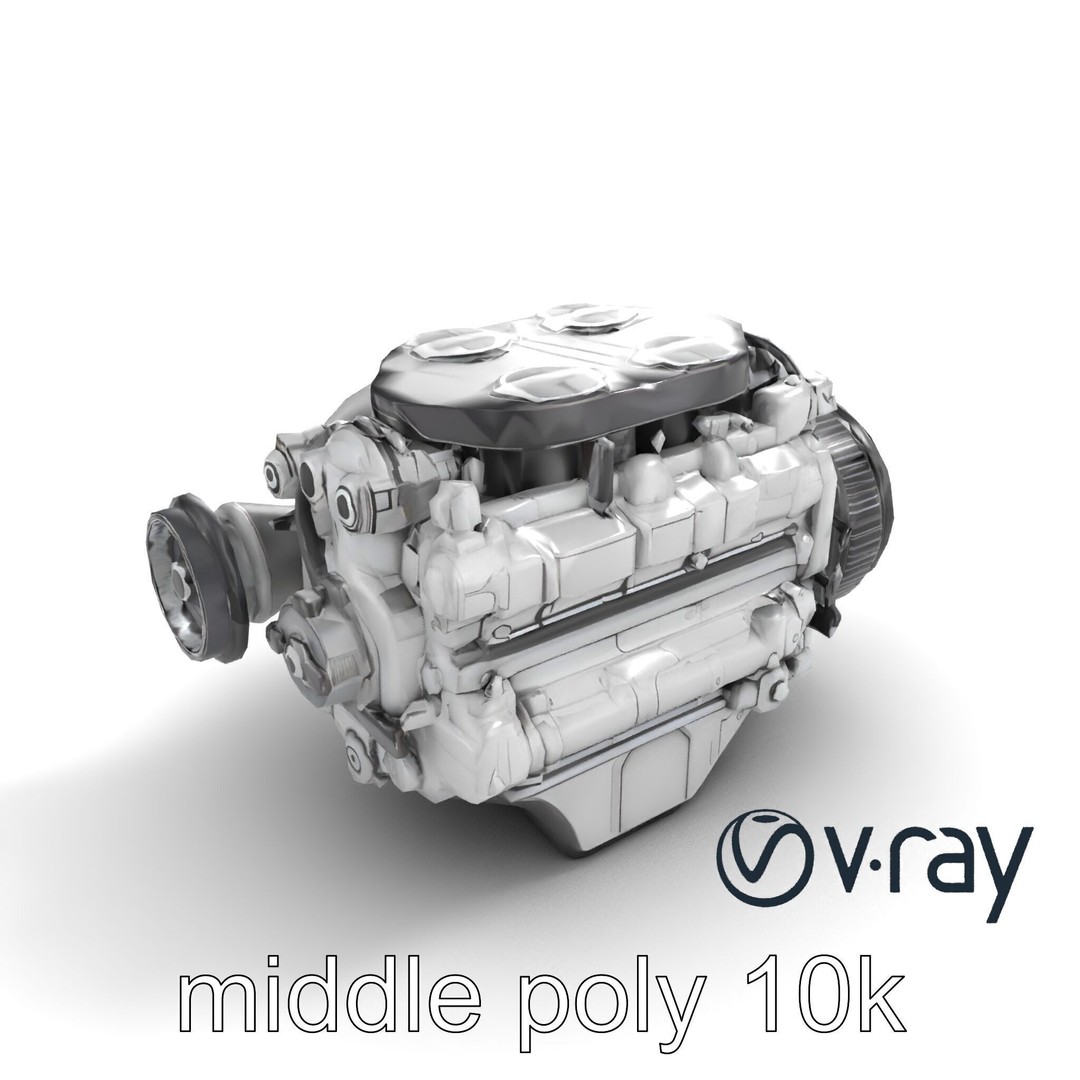 Supercharged V8 Engine 3D Model – Low Poly PBR Game Asset, FBX - View 10