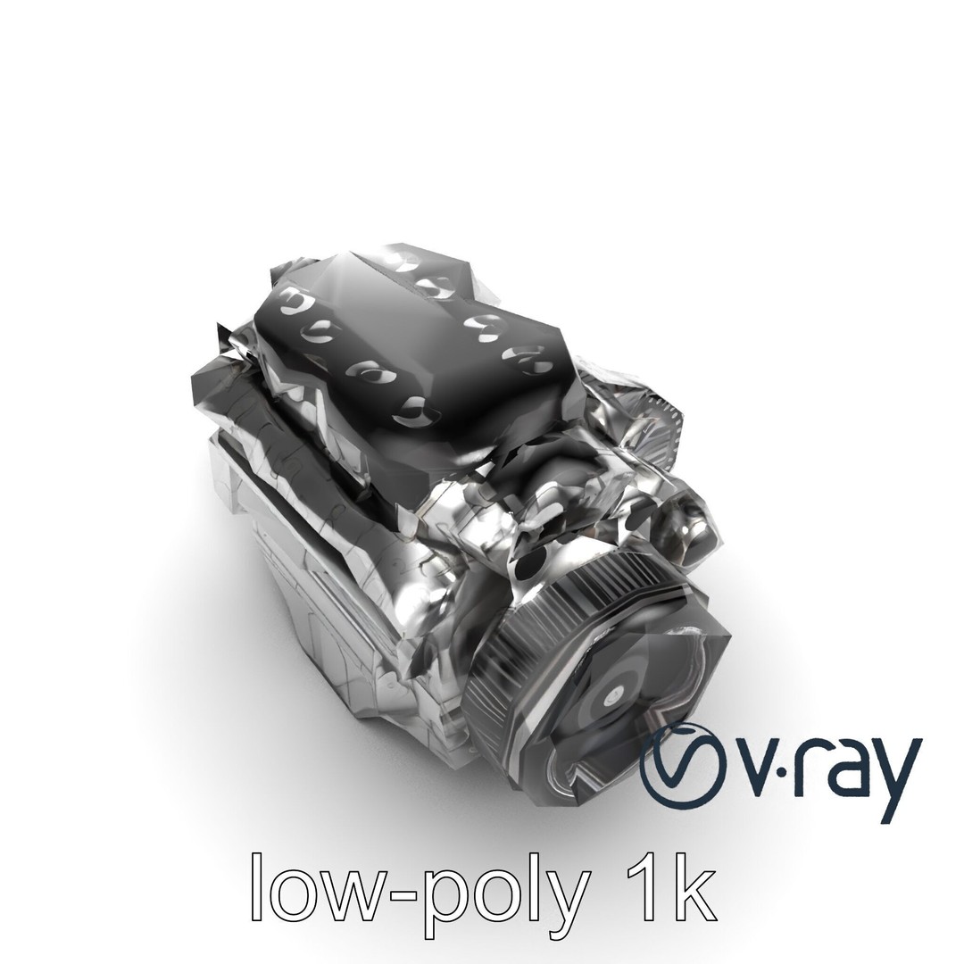 Supercharged V8 Engine 3D Model – Low Poly PBR Game Asset, FBX - View 11