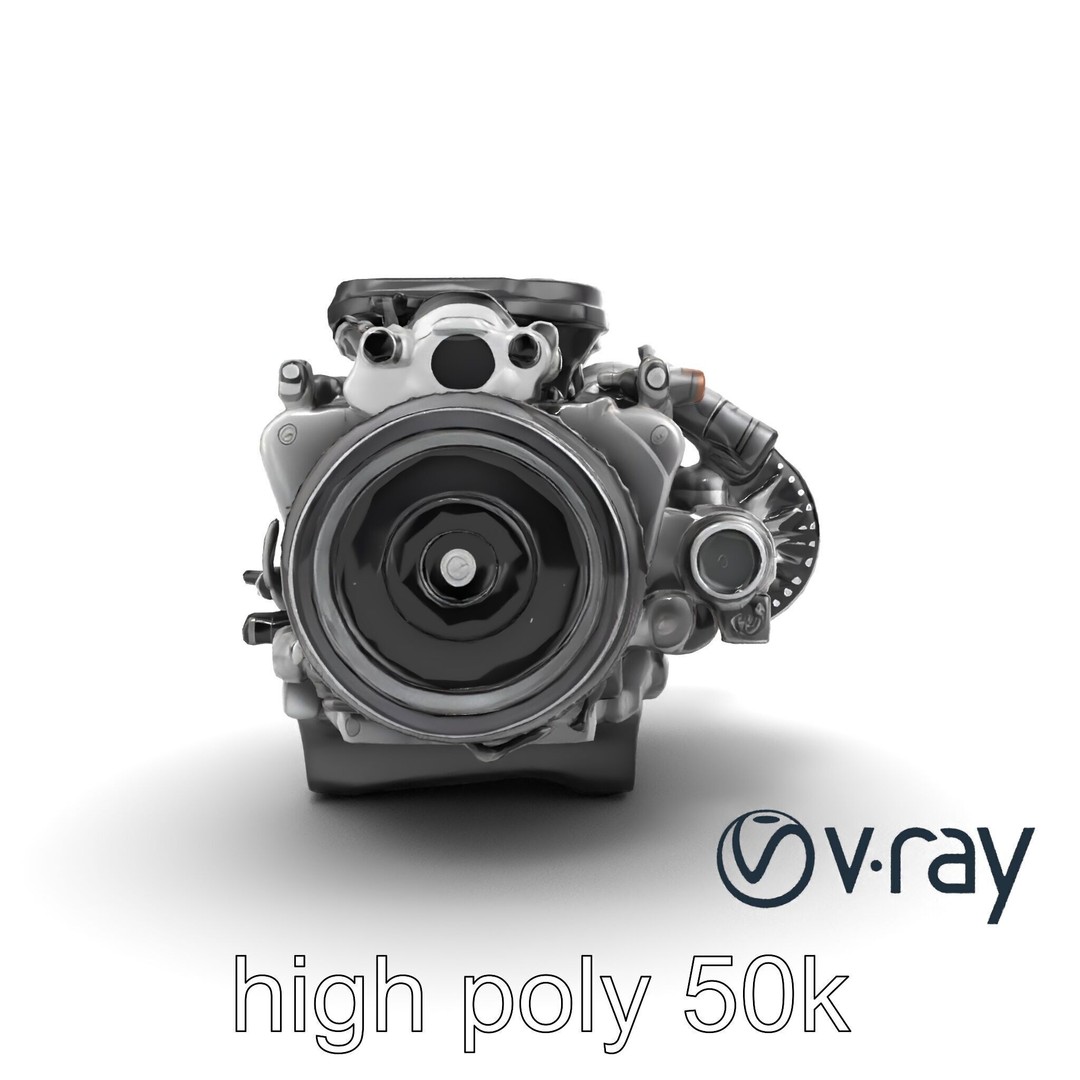 Supercharged V8 Engine 3D Model – Low Poly PBR Game Asset, FBX - View 13