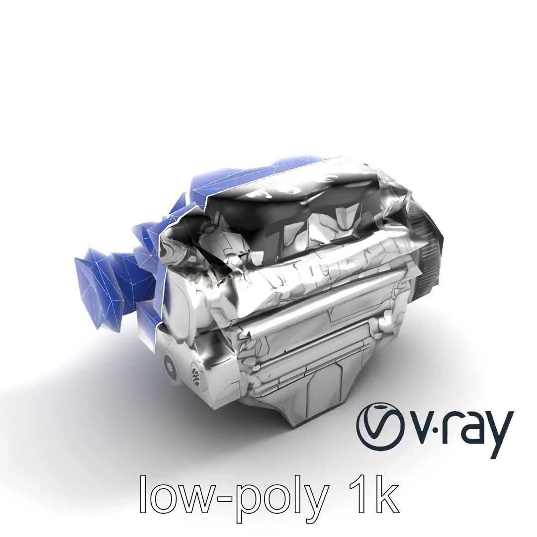 Supercharged V8 Engine 3D Model – Low Poly PBR Game Asset, FBX - View 14