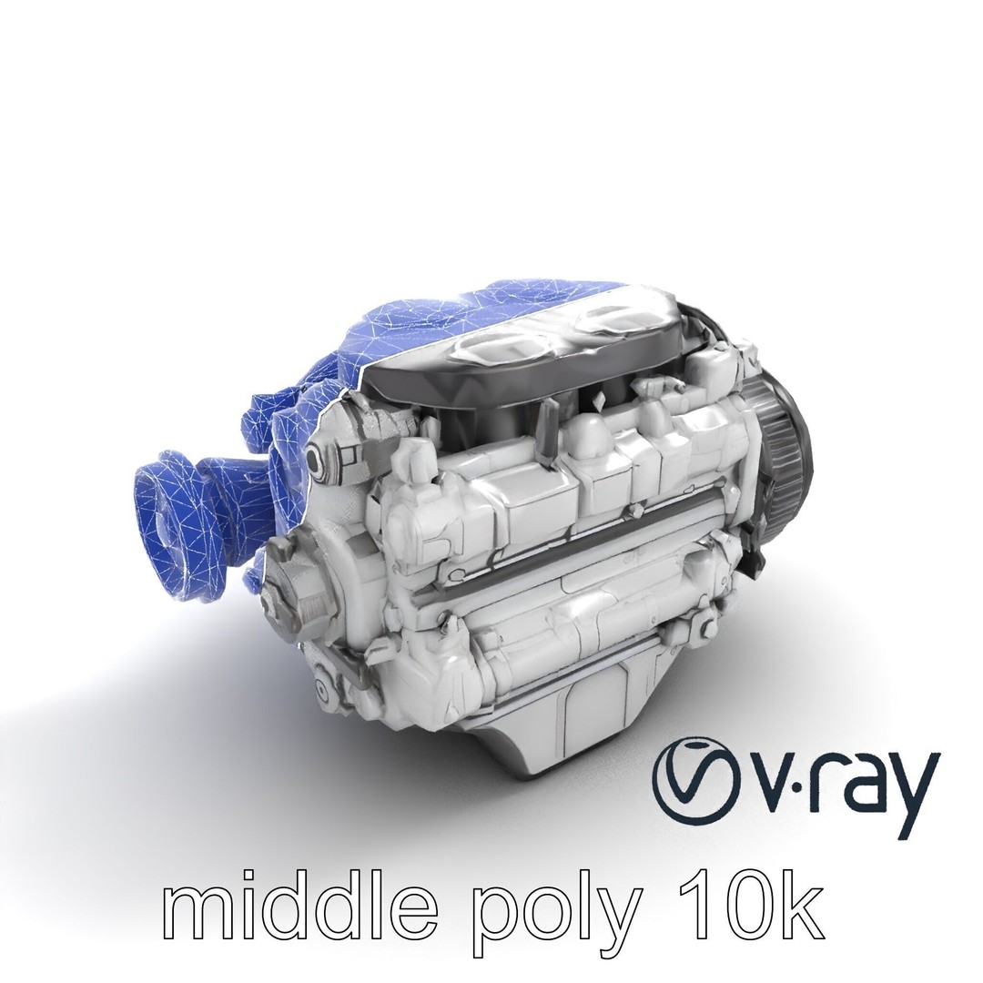 Supercharged V8 Engine 3D Model – Low Poly PBR Game Asset, FBX - View 15