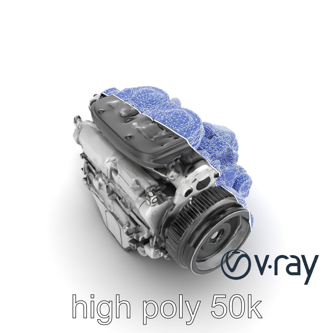 Supercharged V8 Engine 3D Model – Low Poly PBR Game Asset, FBX - View 16