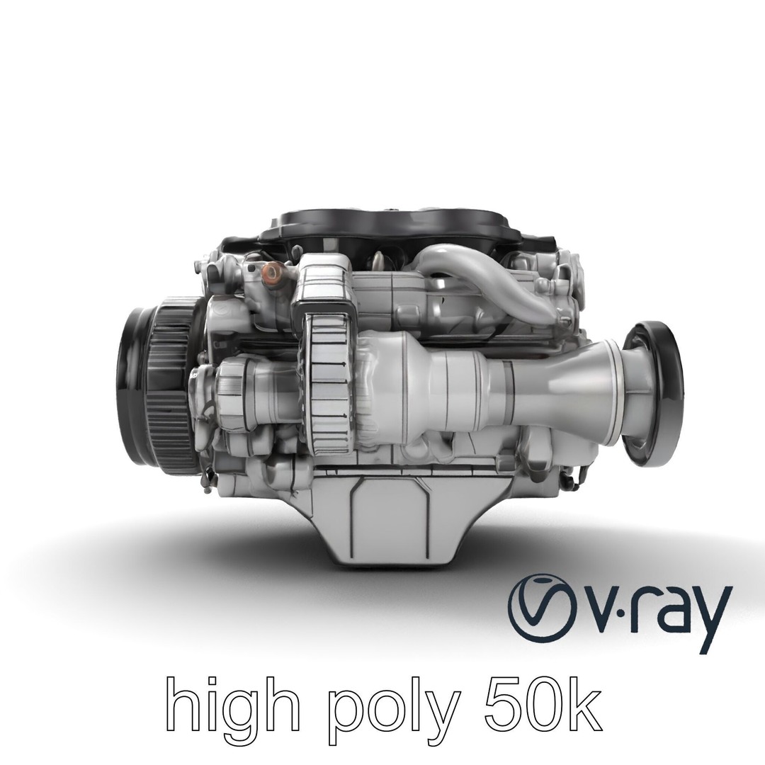 Supercharged V8 Engine 3D Model – Low Poly PBR Game Asset, FBX - View 17