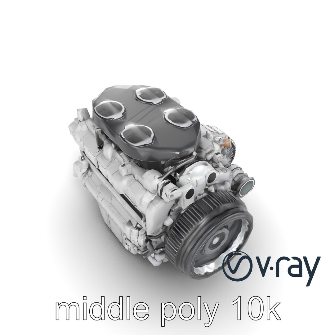 Supercharged V8 Engine 3D Model – Low Poly PBR Game Asset, FBX - View 19