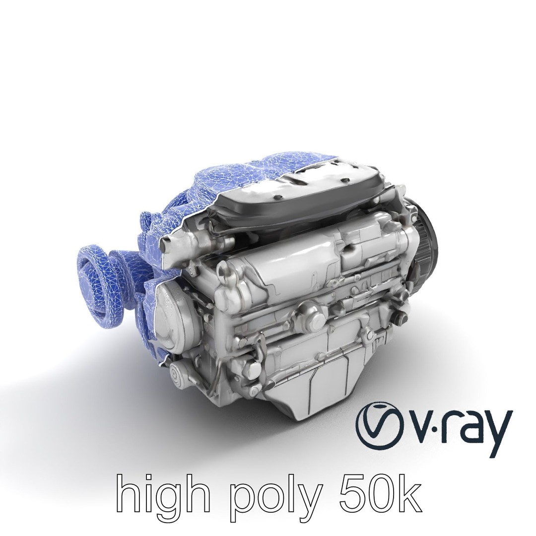 Supercharged V8 Engine 3D Model – Low Poly PBR Game Asset, FBX - View 20