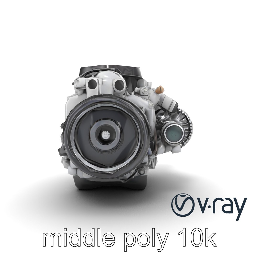 Supercharged V8 Engine 3D Model – Low Poly PBR Game Asset, FBX - View 24