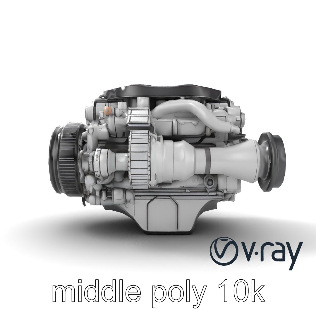 Supercharged V8 Engine 3D Model – Low Poly PBR Game Asset, FBX - View 25
