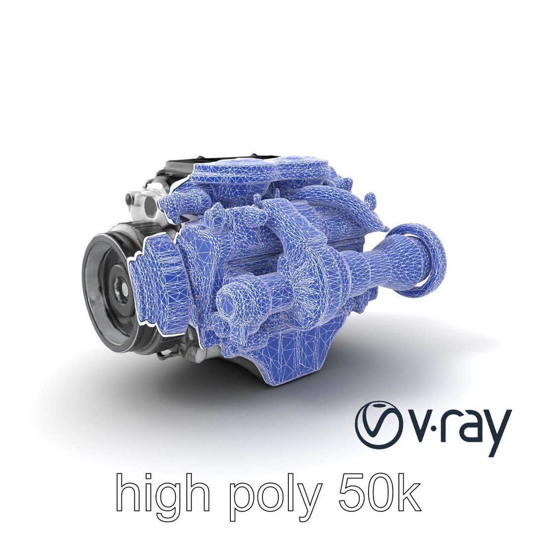 Supercharged V8 Engine 3D Model – Low Poly PBR Game Asset, FBX - View 26