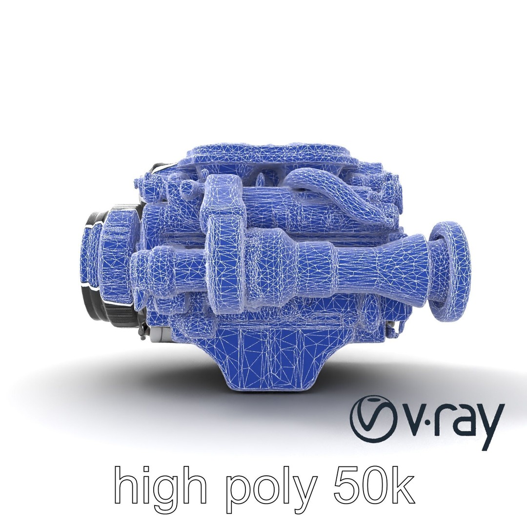 Supercharged V8 Engine 3D Model – Low Poly PBR Game Asset, FBX - View 27