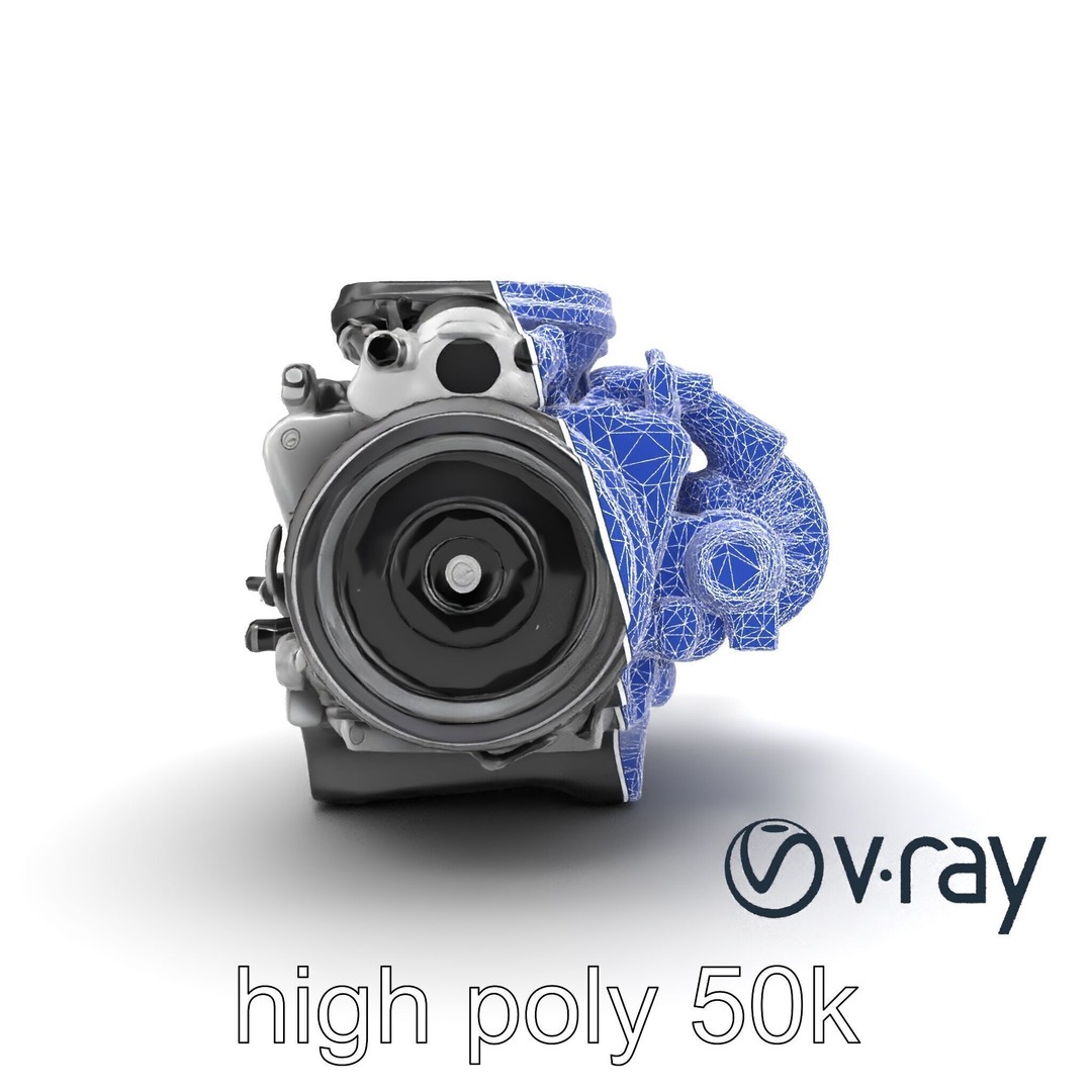 Supercharged V8 Engine 3D Model – Low Poly PBR Game Asset, FBX - View 28