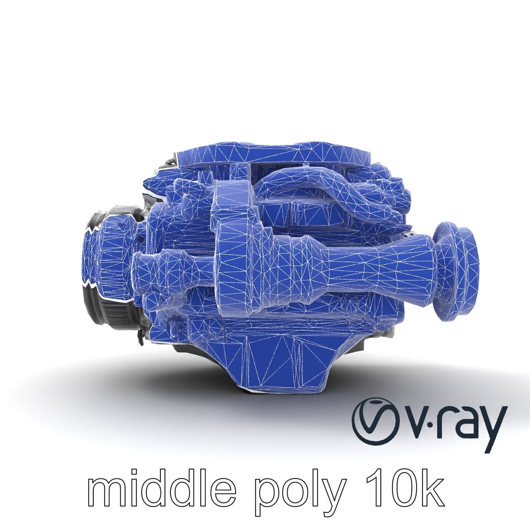 Supercharged V8 Engine 3D Model – Low Poly PBR Game Asset, FBX - View 29