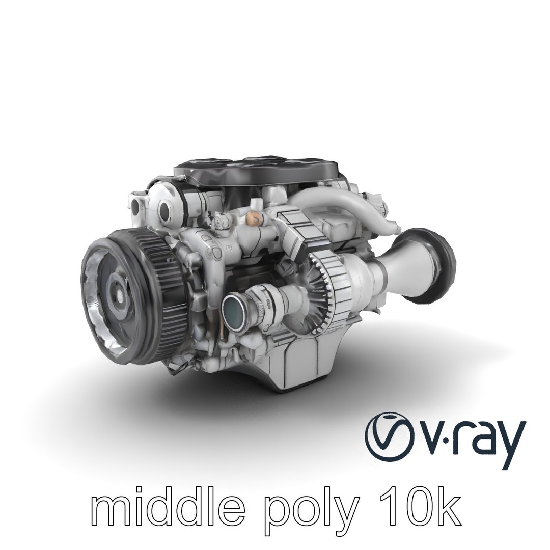 Supercharged V8 Engine 3D Model – Low Poly PBR Game Asset, FBX - View 4