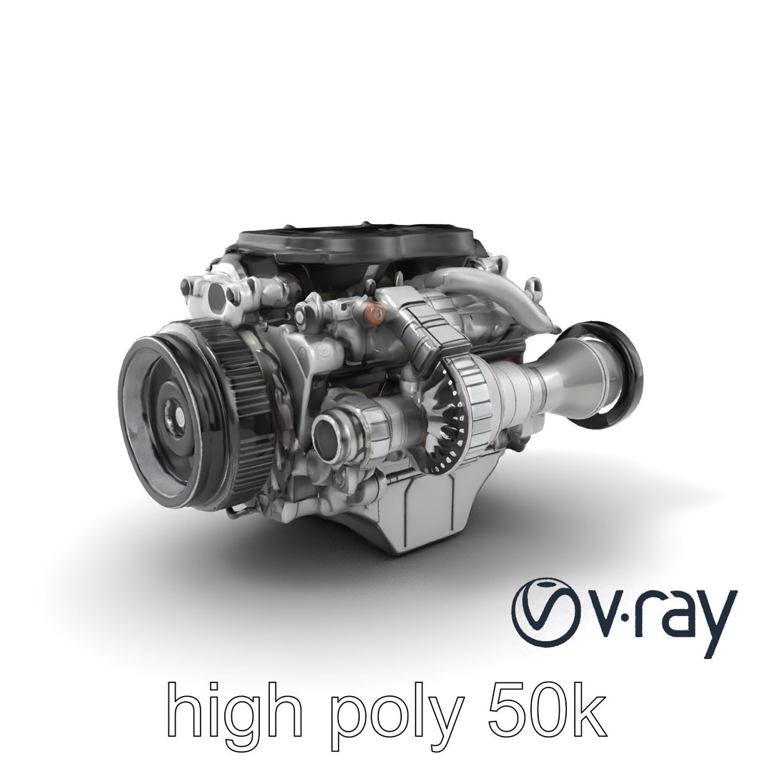 Supercharged V8 Engine 3D Model – Low Poly PBR Game Asset, FBX - View 6