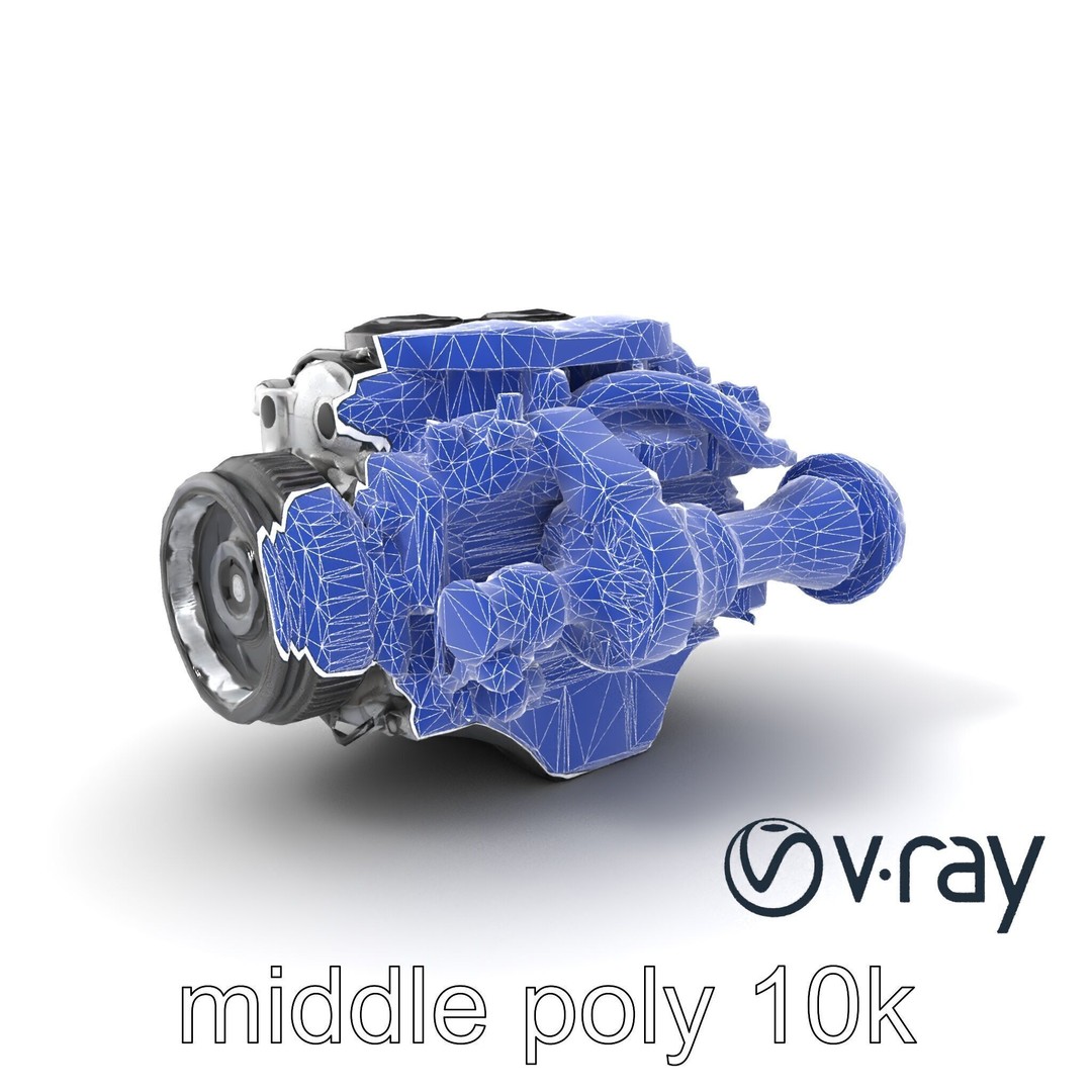 Supercharged V8 Engine 3D Model – Low Poly PBR Game Asset, FBX - View 7