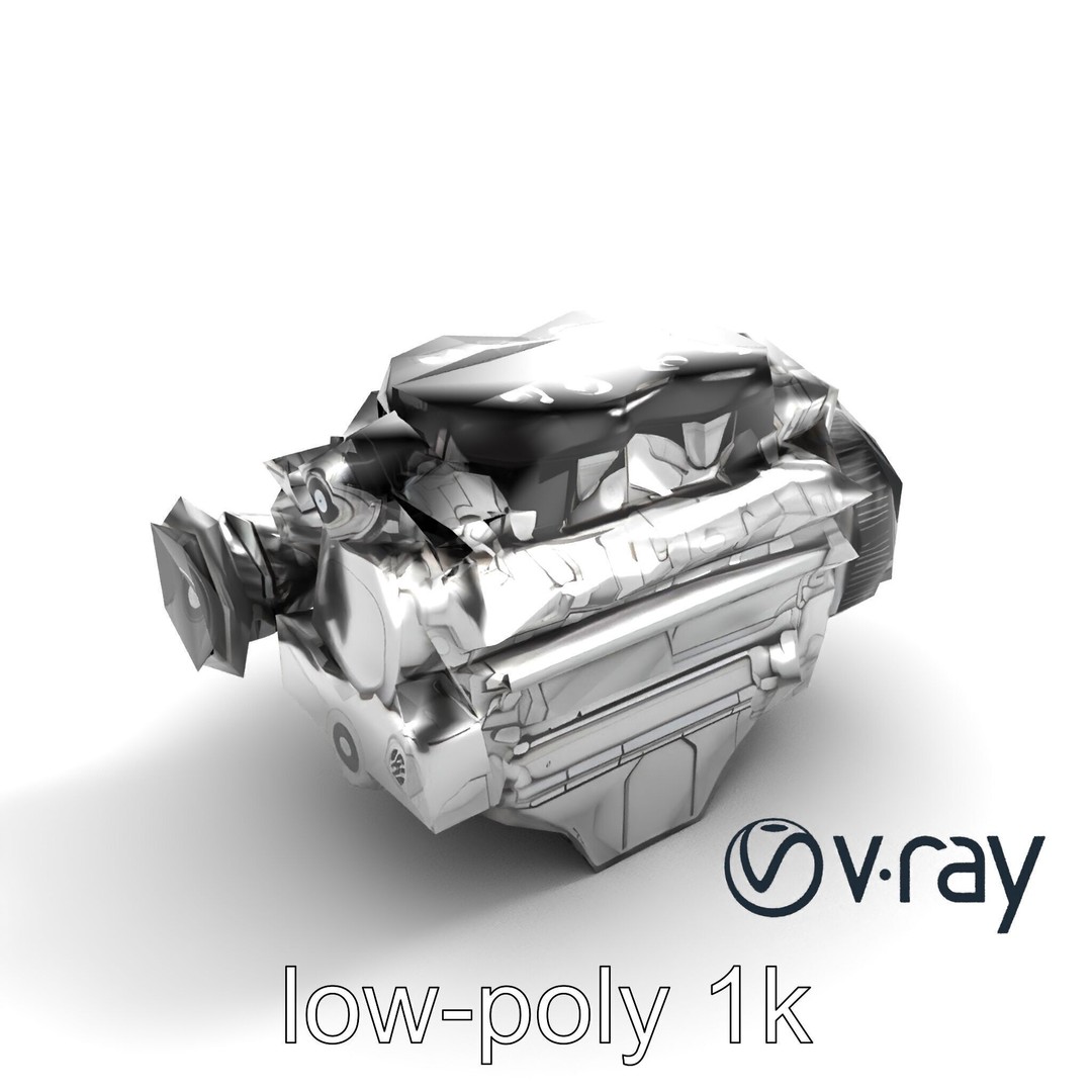 Supercharged V8 Engine 3D Model – Low Poly PBR Game Asset, FBX - View 8