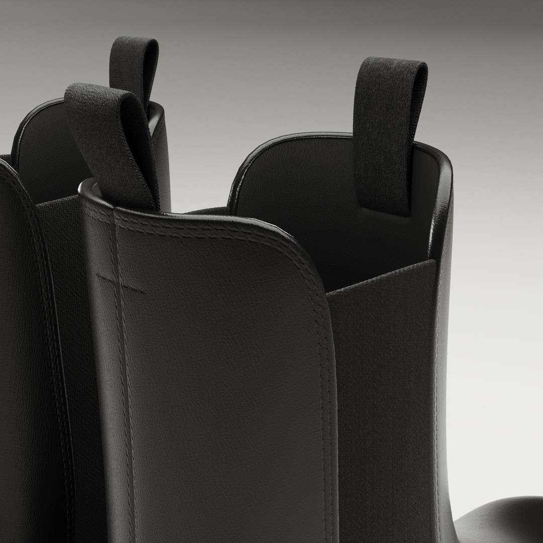 Prada Monolith Leather Boots 3D Model – Low Poly Game Ready Asset, FBX - View 10
