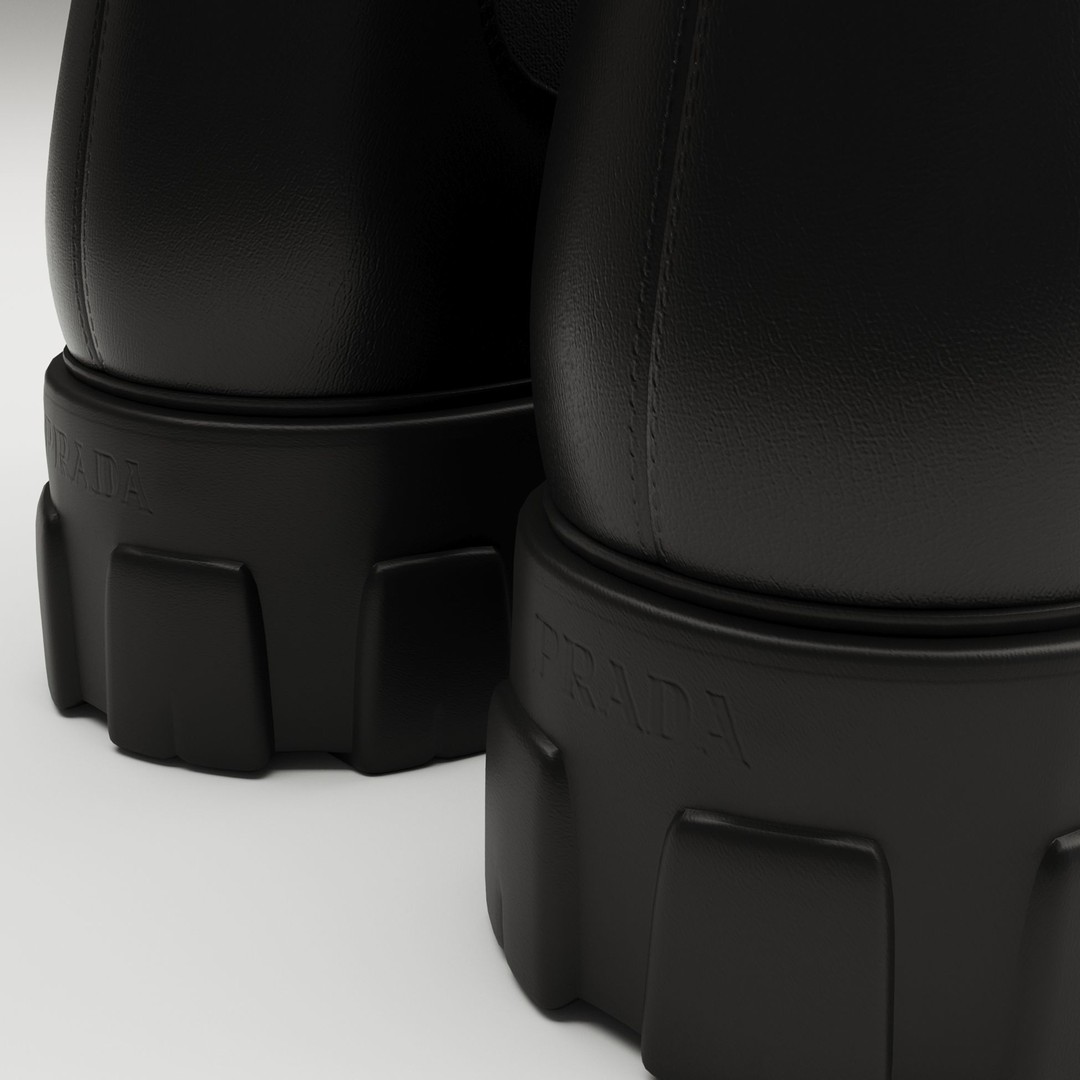 Prada Monolith Leather Boots 3D Model – Low Poly Game Ready Asset, FBX - View 11