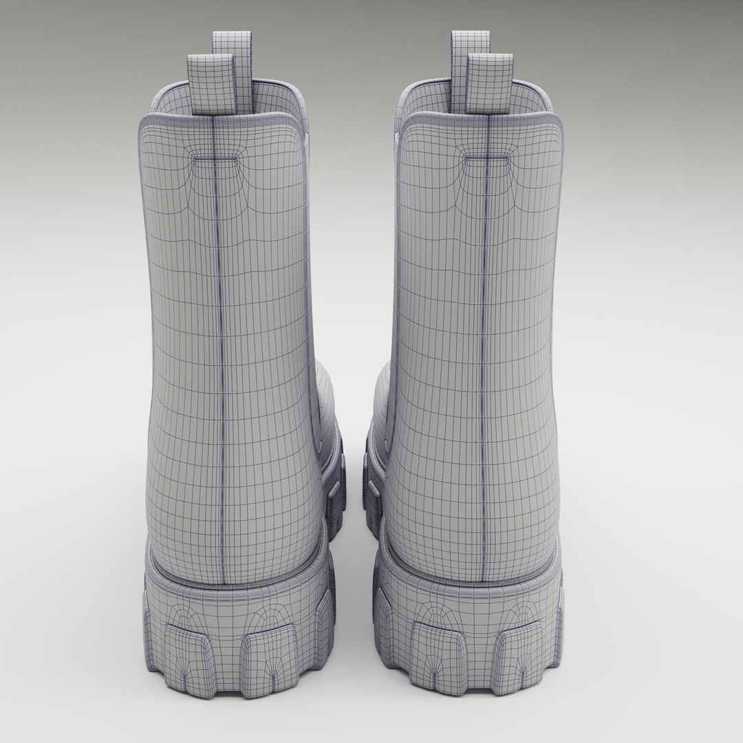 Prada Monolith Leather Boots 3D Model – Low Poly Game Ready Asset, FBX - View 15