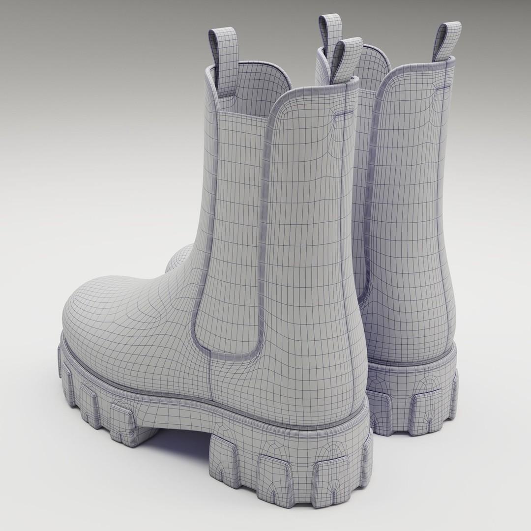 Prada Monolith Leather Boots 3D Model – Low Poly Game Ready Asset, FBX - View 16